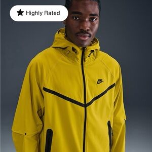 Nike Jacket Mens Large Yellow Windrunner Hooded Full Zip Loose Fit Nylon NWT
